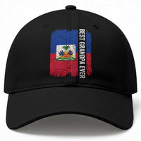 Best Grandpa Ever Haitian Granpapa Baseball Cap Vintage Distressed Haiti Flag Father's Day