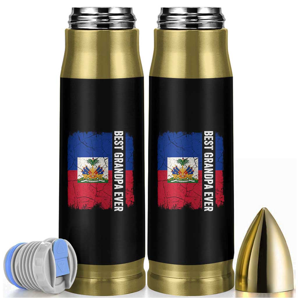 Best Grandpa Ever Haitian Granpapa Bullet Tumbler Vintage Distressed Haiti Flag Father's Day