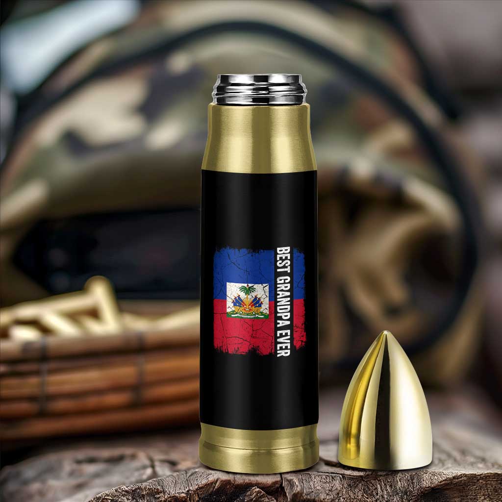 Best Grandpa Ever Haitian Granpapa Bullet Tumbler Vintage Distressed Haiti Flag Father's Day