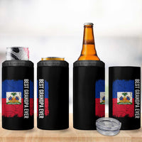 Best Grandpa Ever Haitian Granpapa 4 in 1 Can Cooler Tumbler Vintage Distressed Haiti Flag Father's Day