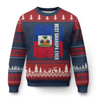 Best Grandpa Ever Haitian Granpapa Ugly Christmas Sweater Vintage Distressed Haiti Flag Father's Day