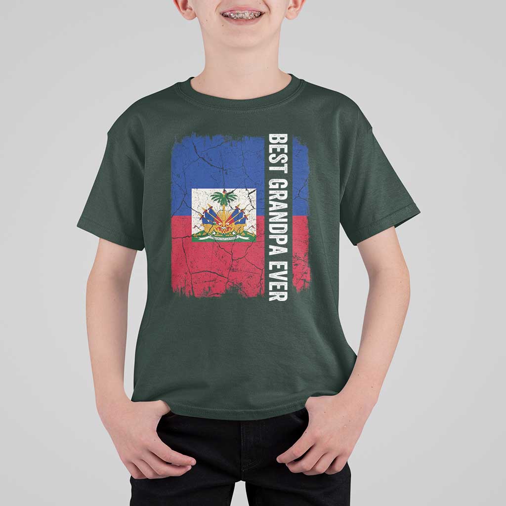 Best Grandpa Ever Haitian Granpapa T Shirt For Kid Vintage Distressed Haiti Flag Father's Day