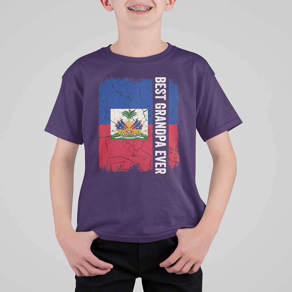 Best Grandpa Ever Haitian Granpapa T Shirt For Kid Vintage Distressed Haiti Flag Father's Day