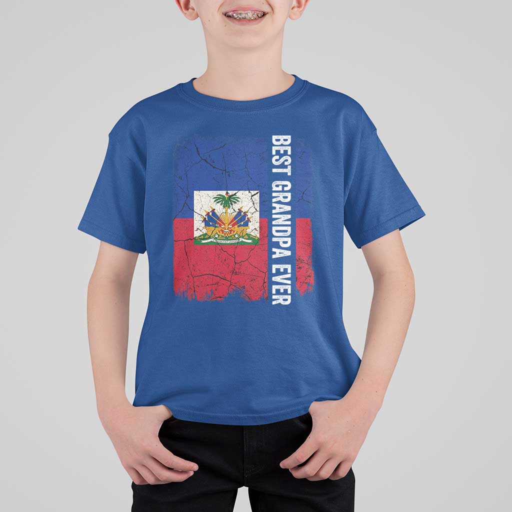 Best Grandpa Ever Haitian Granpapa T Shirt For Kid Vintage Distressed Haiti Flag Father's Day