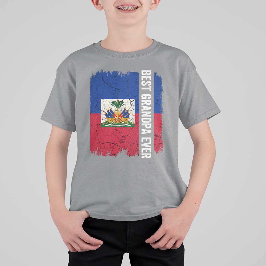 Best Grandpa Ever Haitian Granpapa T Shirt For Kid Vintage Distressed Haiti Flag Father's Day