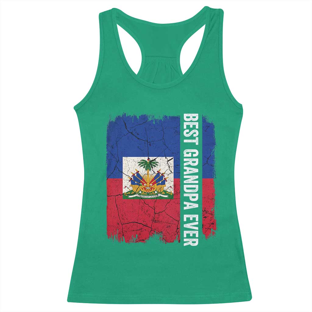 Best Grandpa Ever Haitian Granpapa Racerback Tank Top Vintage Distressed Haiti Flag Father's Day