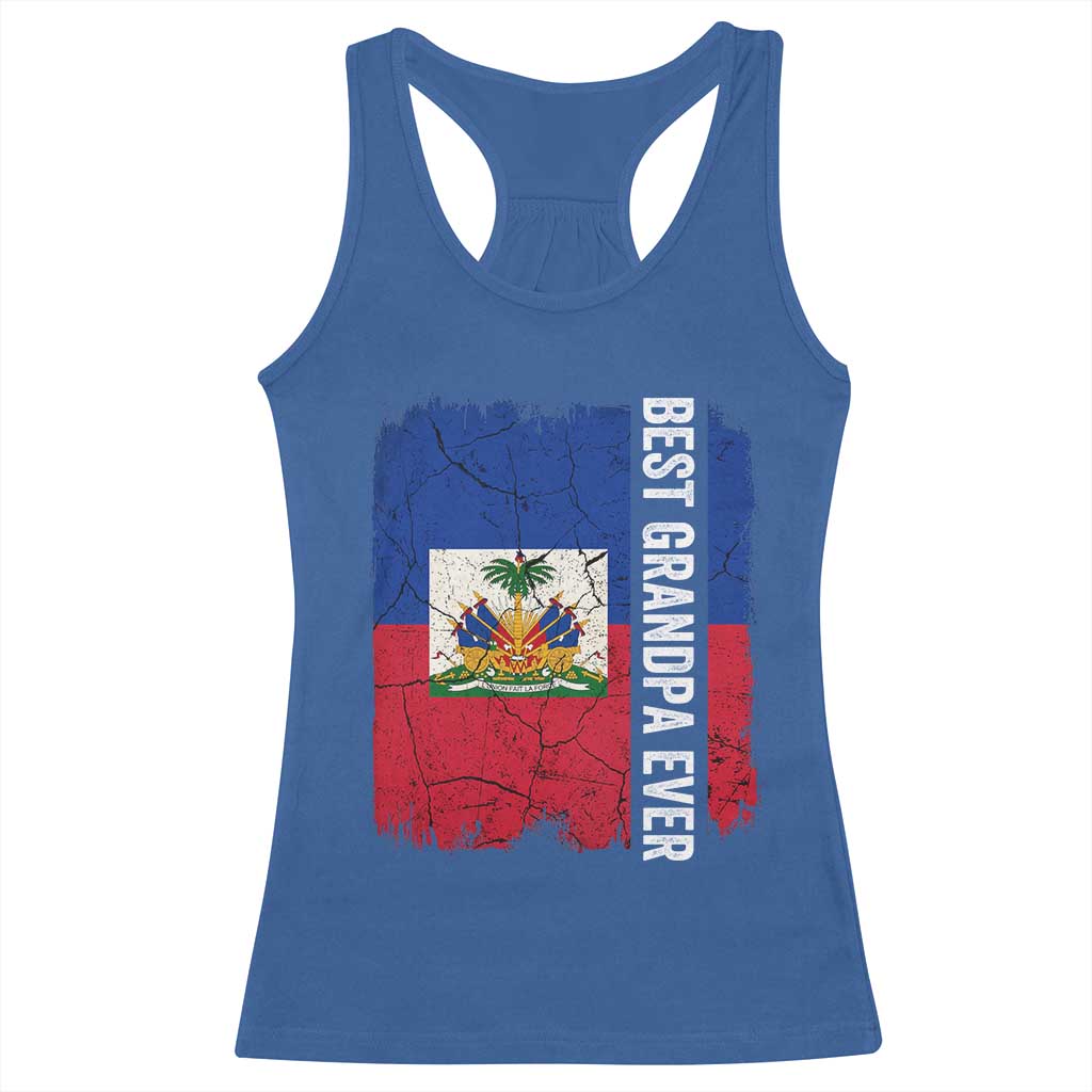 Best Grandpa Ever Haitian Granpapa Racerback Tank Top Vintage Distressed Haiti Flag Father's Day