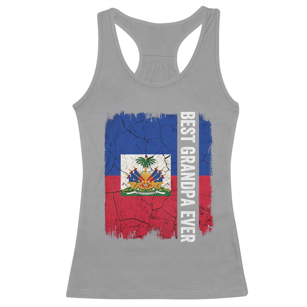 Best Grandpa Ever Haitian Granpapa Racerback Tank Top Vintage Distressed Haiti Flag Father's Day