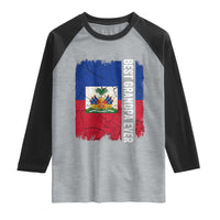 Best Grandpa Ever Haitian Granpapa Raglan Shirt Vintage Distressed Haiti Flag Father's Day