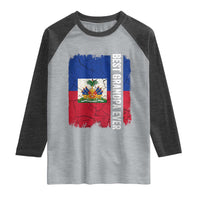 Best Grandpa Ever Haitian Granpapa Raglan Shirt Vintage Distressed Haiti Flag Father's Day