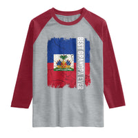 Best Grandpa Ever Haitian Granpapa Raglan Shirt Vintage Distressed Haiti Flag Father's Day