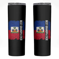 Best Grandpa Ever Haitian Granpapa Skinny Tumbler Vintage Distressed Haiti Flag Father's Day