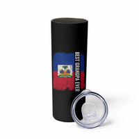 Best Grandpa Ever Haitian Granpapa Skinny Tumbler Vintage Distressed Haiti Flag Father's Day