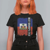 Best Grandpa Ever Haitian Granpapa T Shirt For Women Vintage Distressed Haiti Flag Father's Day
