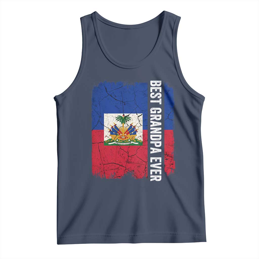 Best Grandpa Ever Haitian Granpapa Tank Top Vintage Distressed Haiti Flag Father's Day