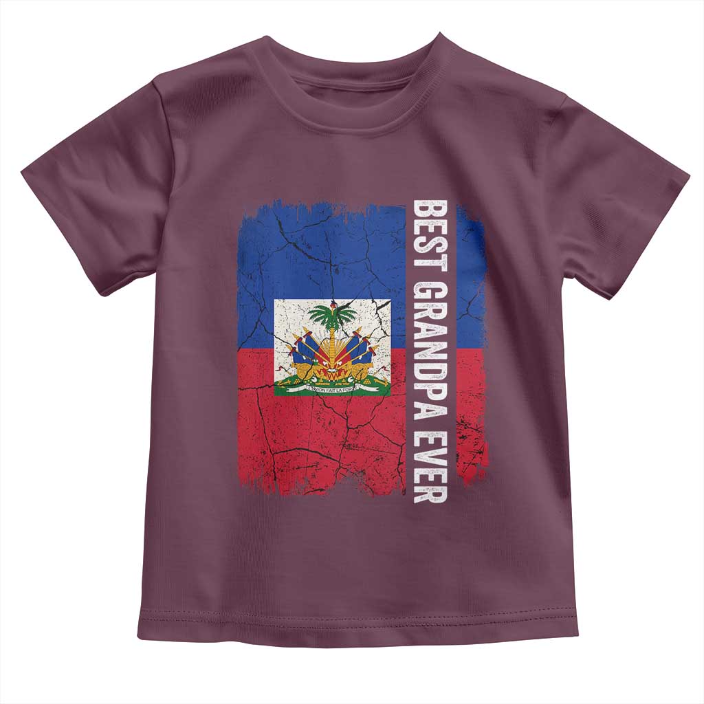 Best Grandpa Ever Haitian Granpapa Toddler T Shirt Vintage Distressed Haiti Flag Father's Day