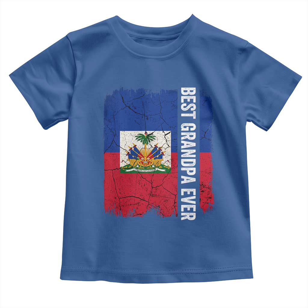 Best Grandpa Ever Haitian Granpapa Toddler T Shirt Vintage Distressed Haiti Flag Father's Day