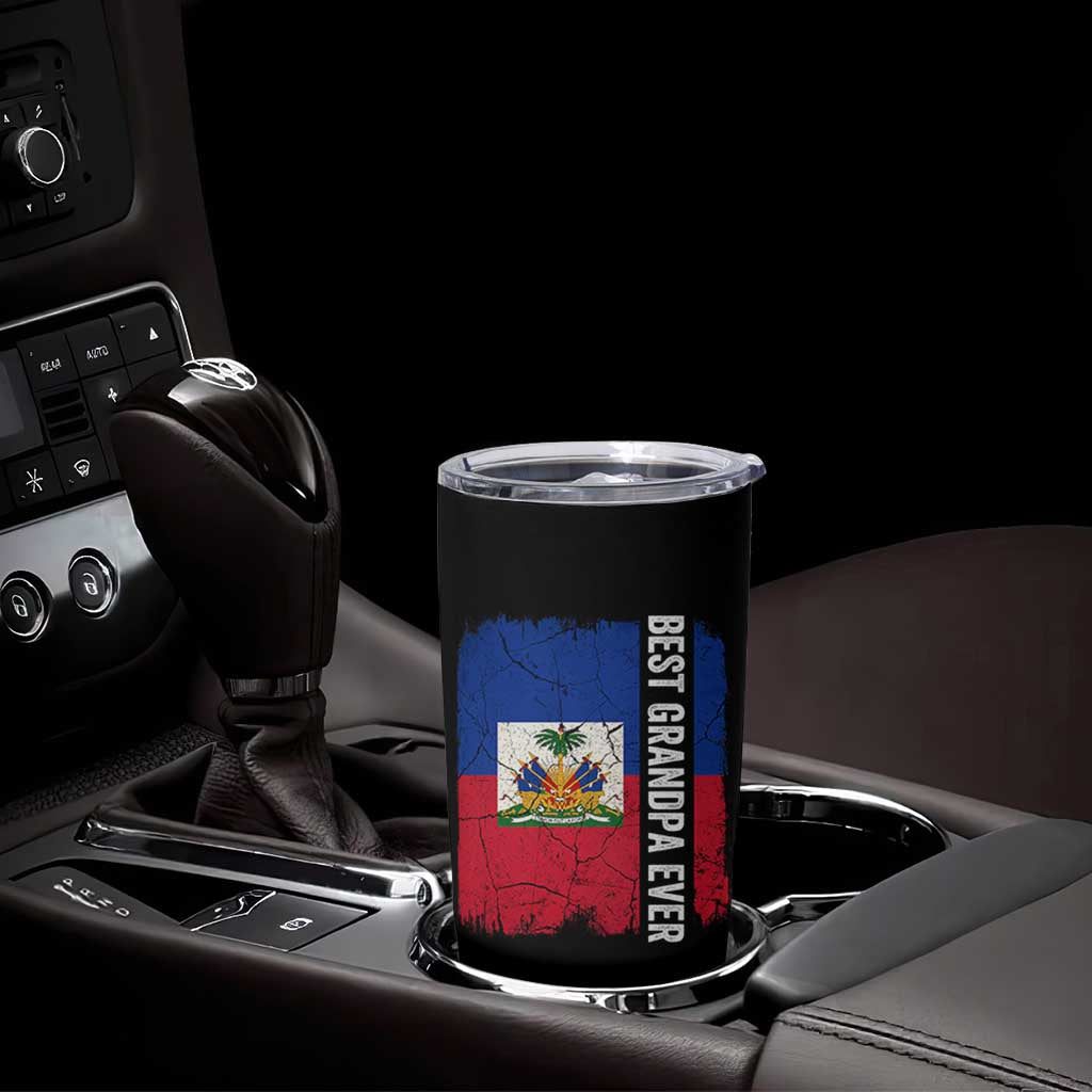 Best Grandpa Ever Haitian Granpapa Tumbler Cup Vintage Distressed Haiti Flag Father's Day