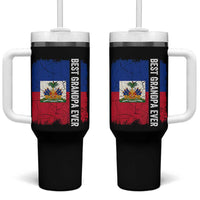 Best Grandpa Ever Haitian Granpapa Tumbler With Handle Vintage Distressed Haiti Flag Father's Day