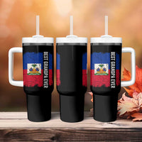 Best Grandpa Ever Haitian Granpapa Tumbler With Handle Vintage Distressed Haiti Flag Father's Day