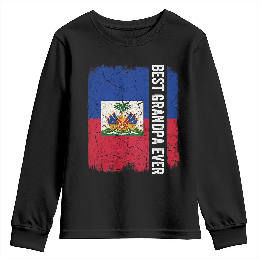 Best Grandpa Ever Haitian Granpapa Youth Sweatshirt Vintage Distressed Haiti Flag Father's Day