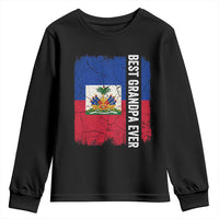 Best Grandpa Ever Haitian Granpapa Youth Sweatshirt Vintage Distressed Haiti Flag Father's Day