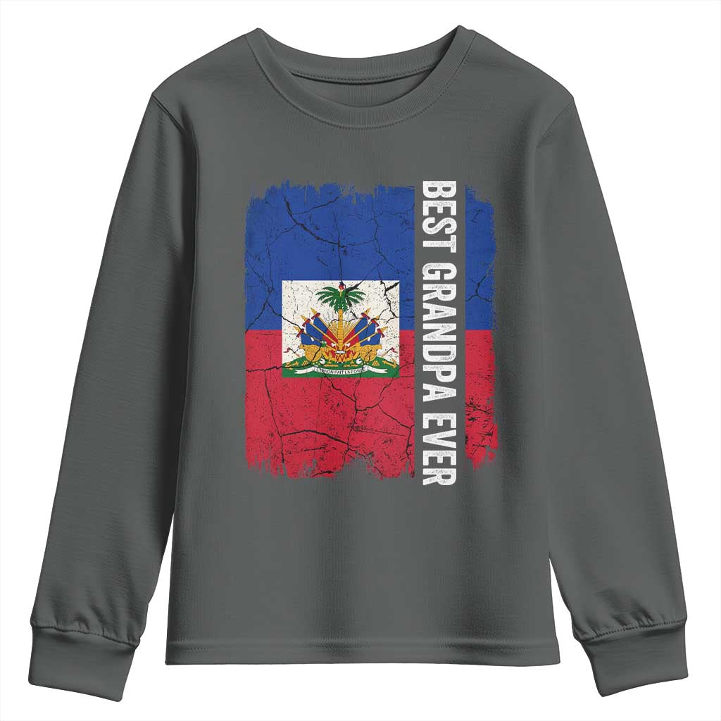 Best Grandpa Ever Haitian Granpapa Youth Sweatshirt Vintage Distressed Haiti Flag Father's Day