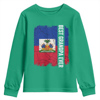 Best Grandpa Ever Haitian Granpapa Youth Sweatshirt Vintage Distressed Haiti Flag Father's Day