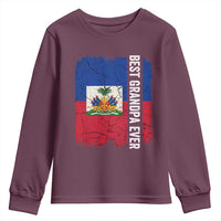 Best Grandpa Ever Haitian Granpapa Youth Sweatshirt Vintage Distressed Haiti Flag Father's Day