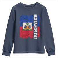 Best Grandpa Ever Haitian Granpapa Youth Sweatshirt Vintage Distressed Haiti Flag Father's Day