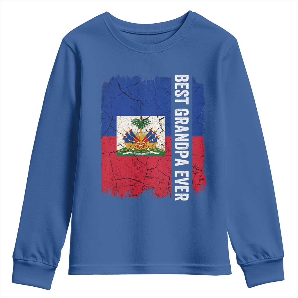 Best Grandpa Ever Haitian Granpapa Youth Sweatshirt Vintage Distressed Haiti Flag Father's Day
