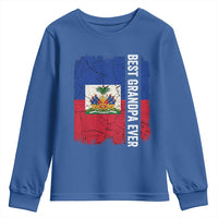 Best Grandpa Ever Haitian Granpapa Youth Sweatshirt Vintage Distressed Haiti Flag Father's Day