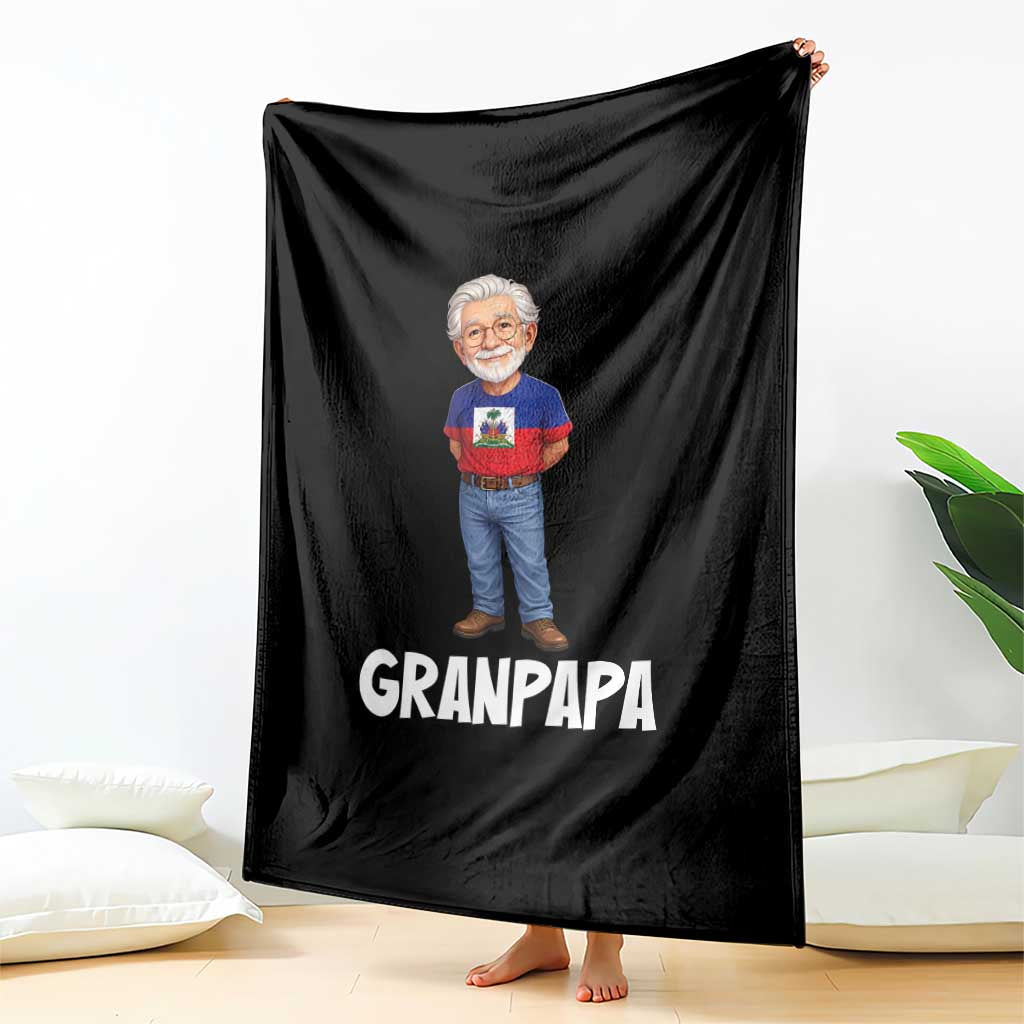 Granpapa Haitian Creole Grandpa Pride Throw Blanket Grandfather Hispanic Haiti Heritage Father's Day