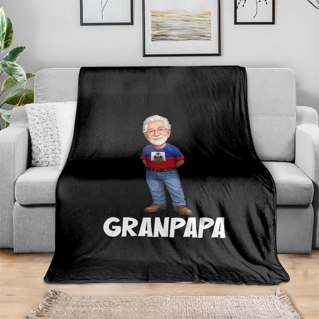 Granpapa Haitian Creole Grandpa Pride Throw Blanket Grandfather Hispanic Haiti Heritage Father's Day