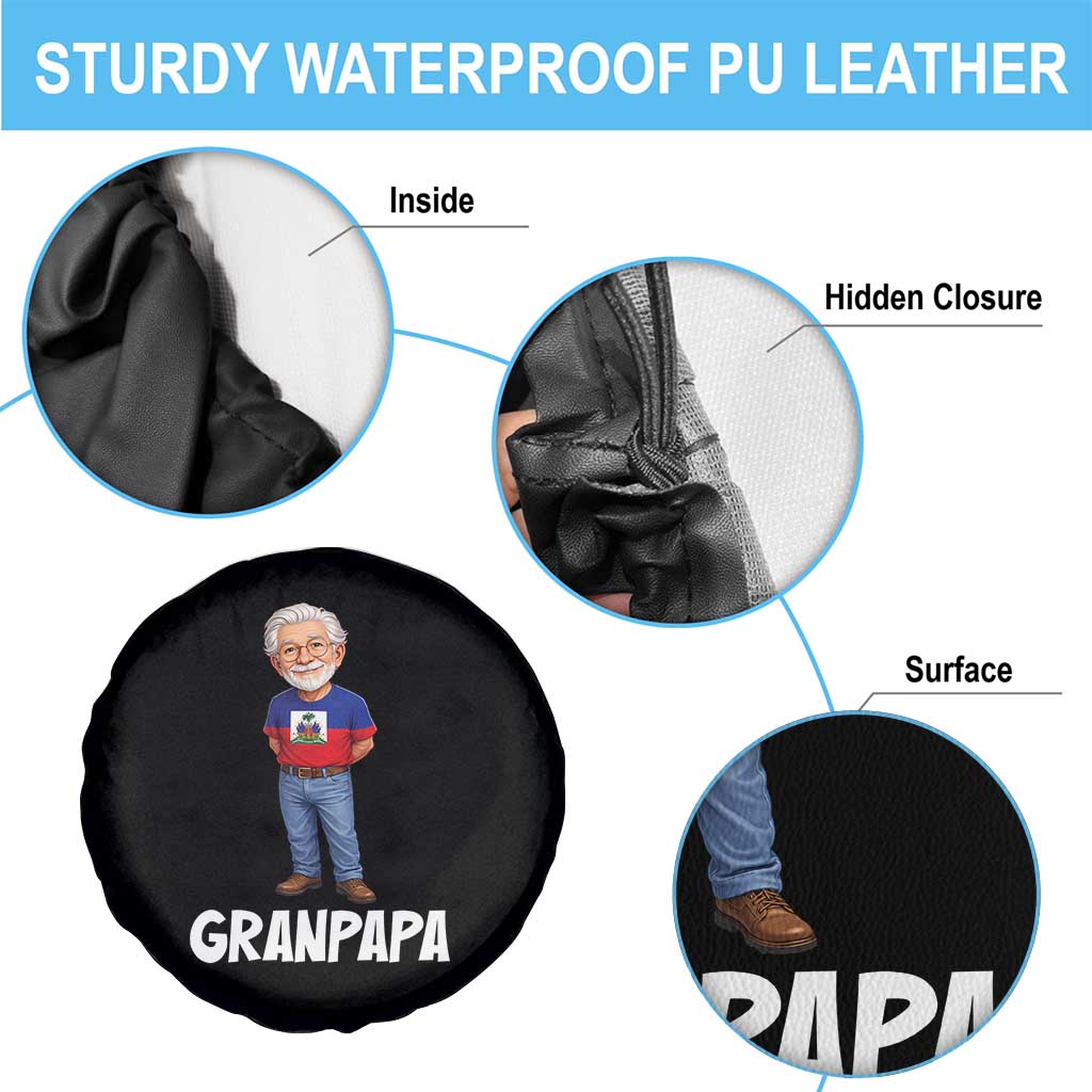 Granpapa Haitian Creole Grandpa Pride Spare Tire Cover Grandfather Hispanic Haiti Heritage Father's Day