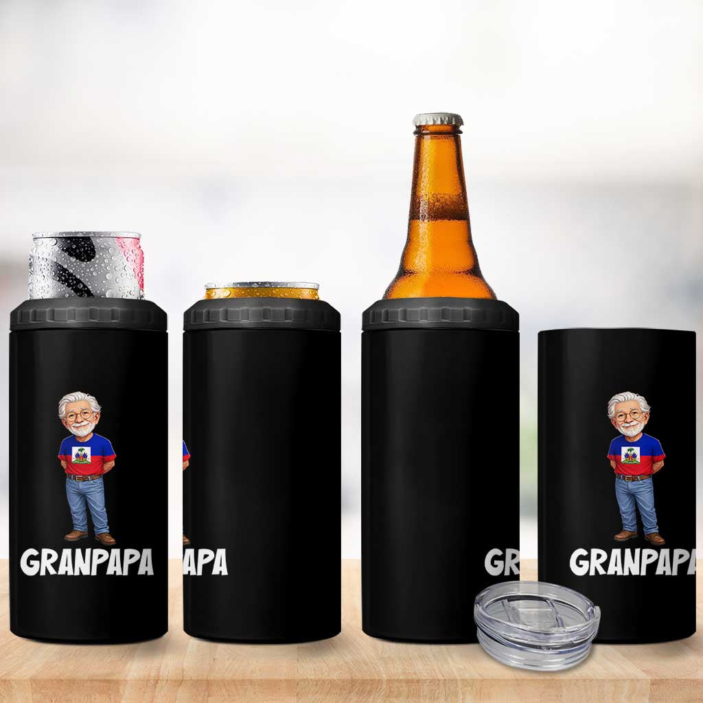 Granpapa Haitian Creole Grandpa Pride 4 in 1 Can Cooler Tumbler Grandfather Hispanic Haiti Heritage Father's Day