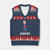 Granpapa Haitian Creole Grandpa Pride V-Neck Knit Sweater Vest Grandfather Hispanic Haiti Heritage Father's Day