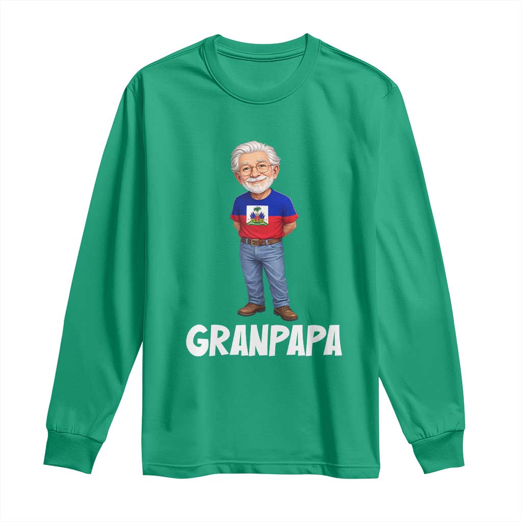 Granpapa Haitian Creole Grandpa Pride Long Sleeve Shirt Grandfather Hispanic Haiti Heritage Father's Day
