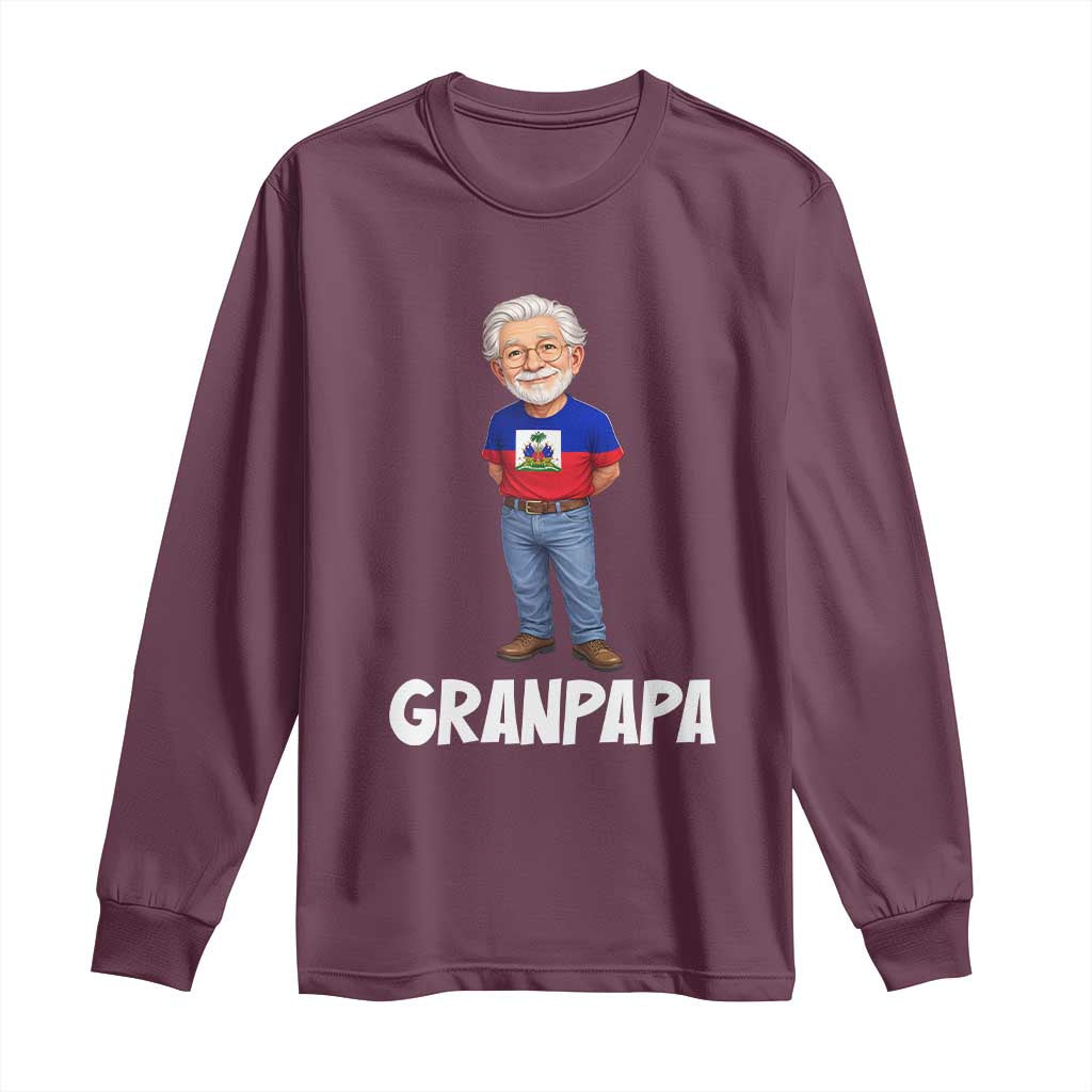 Granpapa Haitian Creole Grandpa Pride Long Sleeve Shirt Grandfather Hispanic Haiti Heritage Father's Day