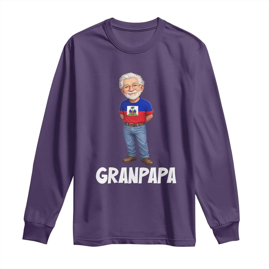 Granpapa Haitian Creole Grandpa Pride Long Sleeve Shirt Grandfather Hispanic Haiti Heritage Father's Day