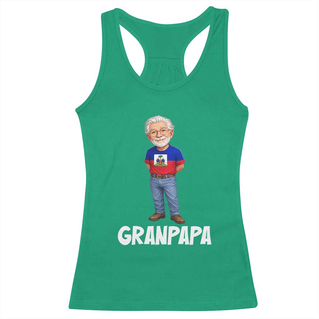 Granpapa Haitian Creole Grandpa Pride Racerback Tank Top Grandfather Hispanic Haiti Heritage Father's Day