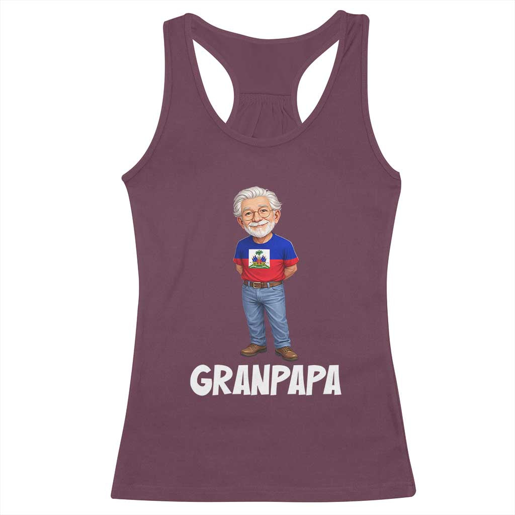Granpapa Haitian Creole Grandpa Pride Racerback Tank Top Grandfather Hispanic Haiti Heritage Father's Day