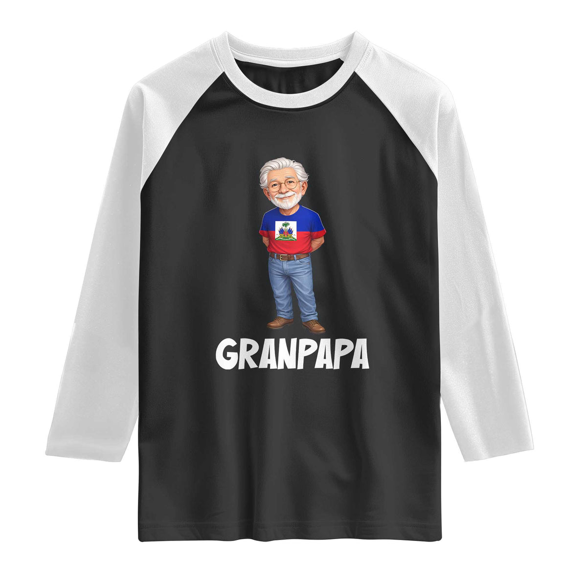 Granpapa Haitian Creole Grandpa Pride Raglan Shirt Grandfather Hispanic Haiti Heritage Father's Day