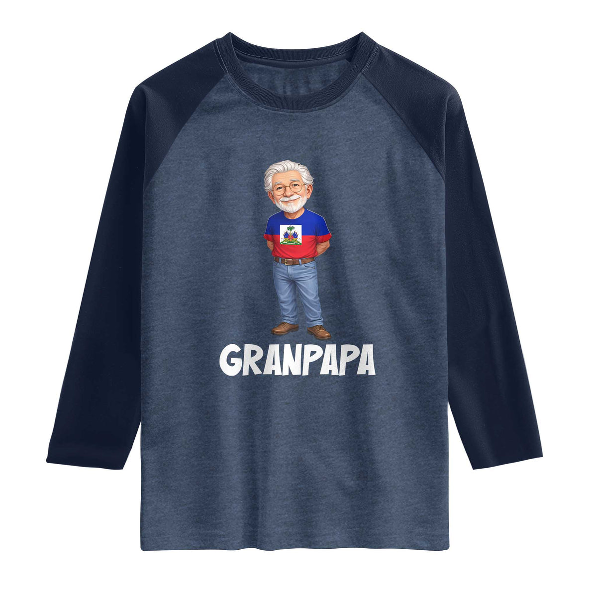 Granpapa Haitian Creole Grandpa Pride Raglan Shirt Grandfather Hispanic Haiti Heritage Father's Day