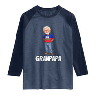 Granpapa Haitian Creole Grandpa Pride Raglan Shirt Grandfather Hispanic Haiti Heritage Father's Day