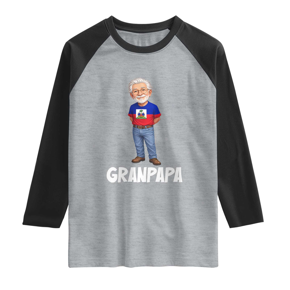 Granpapa Haitian Creole Grandpa Pride Raglan Shirt Grandfather Hispanic Haiti Heritage Father's Day