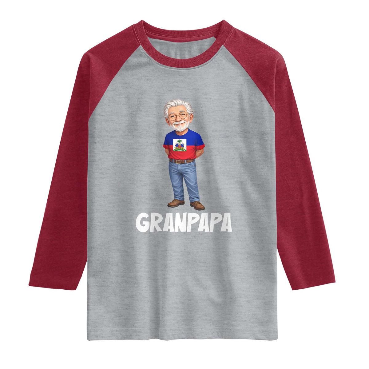 Granpapa Haitian Creole Grandpa Pride Raglan Shirt Grandfather Hispanic Haiti Heritage Father's Day