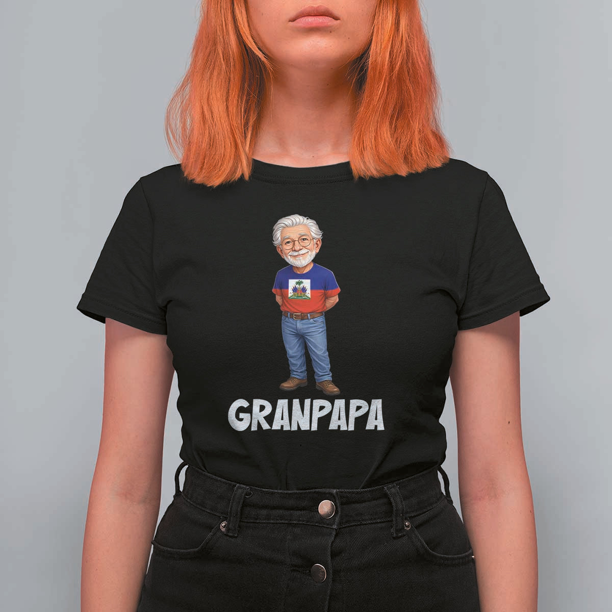 Granpapa Haitian Creole Grandpa Pride T Shirt For Women Grandfather Hispanic Haiti Heritage Father's Day