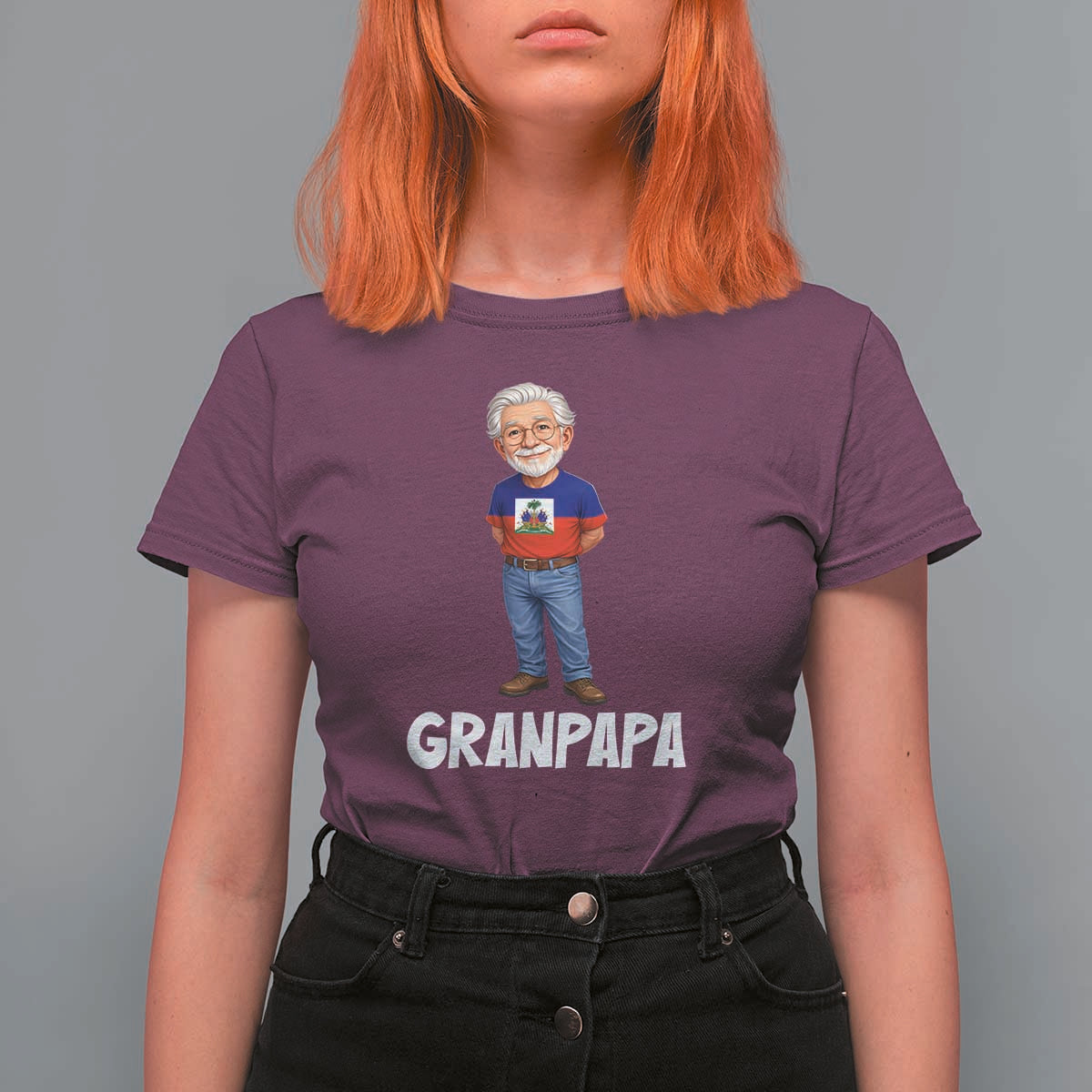 Granpapa Haitian Creole Grandpa Pride T Shirt For Women Grandfather Hispanic Haiti Heritage Father's Day
