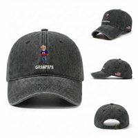 Granpapa Haitian Creole Grandpa Pride Washed Cotton Baseball Cap Grandfather Hispanic Haiti Heritage Father's Day